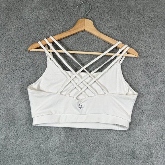 Nine West Active White Strappy Cross Back Padded Sports Bra L - Picture 2 of 8